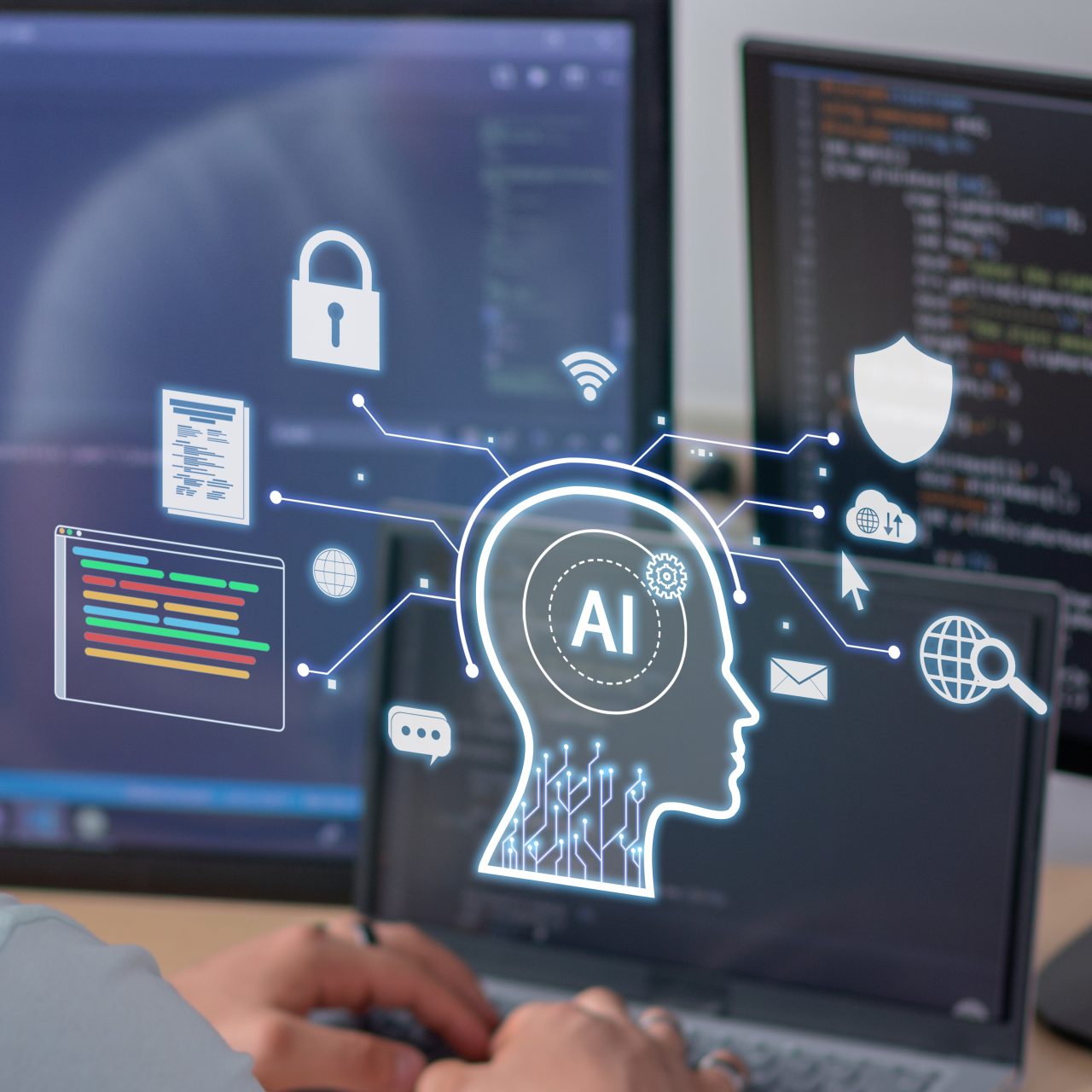 Vertical Image of future of programming with artificial intelligence: AI revolutionizing the way we code